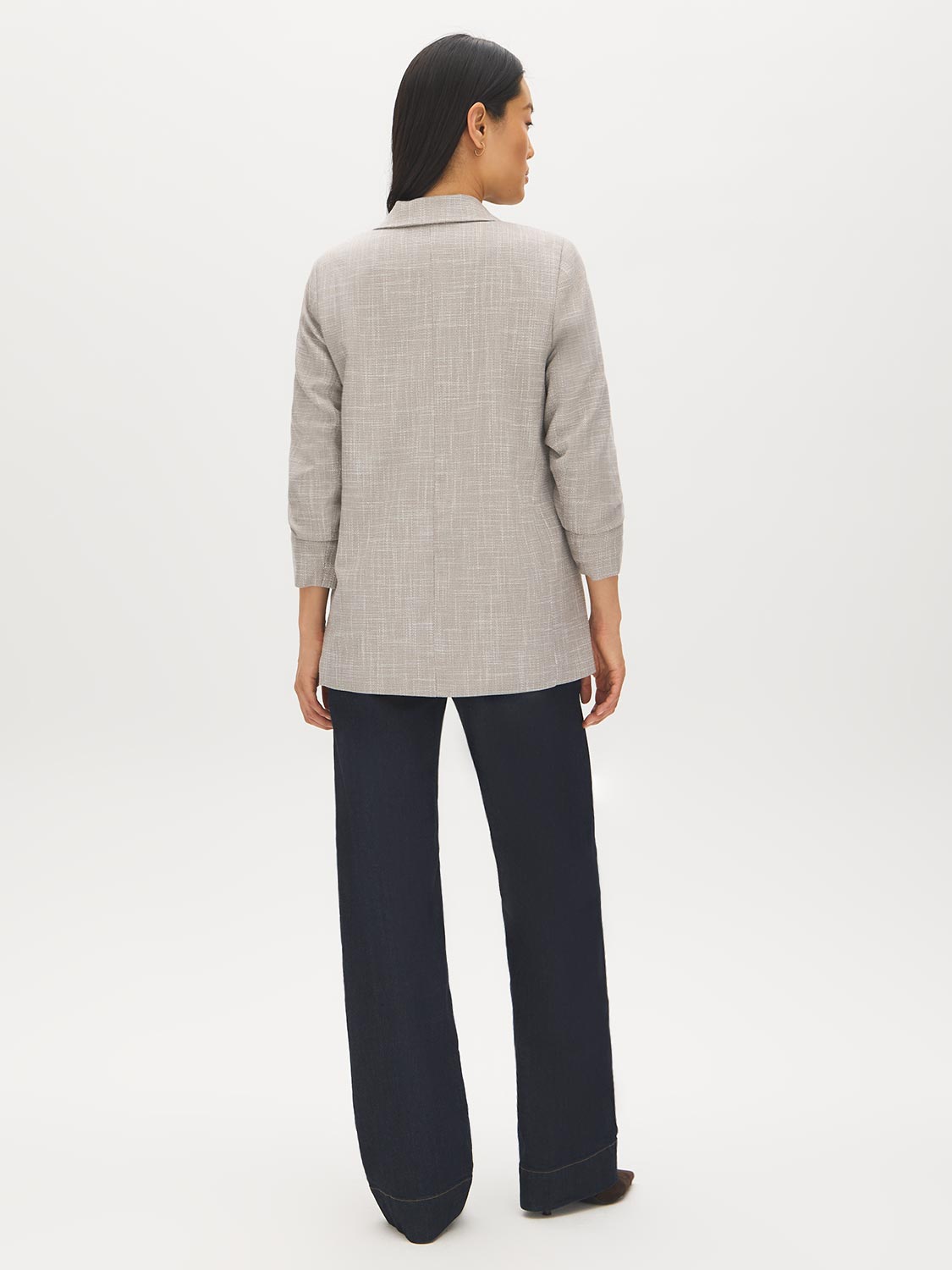Driftwood Ruched Sleeve One-Button Blazer - Back View - Suzy Shier