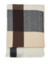 Brown/Grey Brushed Plaid Scarf with Fringes - Close-up Woven Detail - Suzy Shier