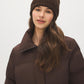Brown Melange Knitted Cable Hat - Close-up Cable Knit Detail - Suzy Shier