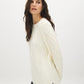 Rice Cable Knit Sweater with Side Slits - Side Profile View - Suzy Shier