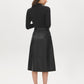 Jet Black Mock Neck Two-Fer Midi Dress - Back View - Suzy Shier