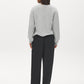 Grey Melange Crew Neck Hacci Top with Sequin Bow - Back View - Suzy Shier