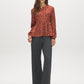 Arabian Spice Satin-Like Animal Print Peplum Blouse - Front View - Suzy Shier