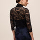 Black Lace Bolero with 3/4 Sleeves and Bow Ties - Back View - Le Chateau