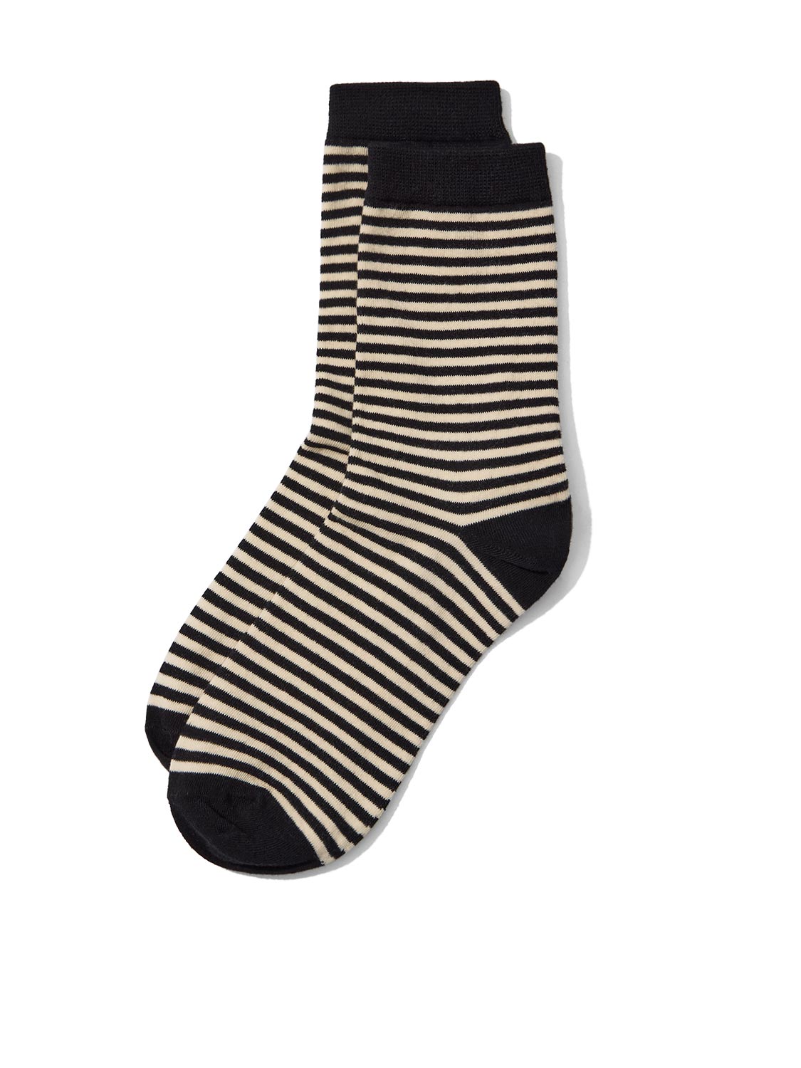 Black/Beige Mini Stripe Knit Socks - Close-up Detail View - Suzy Shier
