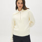 Snow White Quarter-Zip Cable Knit Sweater - Woman Wearing Cozy Knit Top - Suzy Shier
