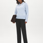 Sky Melange Quarter Zip Cable Knit Sweater - Front View - Suzy Shier