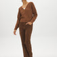 Bison V-Neck Sweater with Lace Trim - Front View - Suzy Shier
