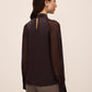 Chestnut Mixed Media Woven Top - Back View - Le Chateau
