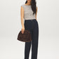 Winter White/Bison/Coffee Bean Striped Boat Neck Top - Front View - Suzy Shier