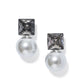 Square with Pearl Drop Earrings - Classic Silhouette with Pearl Detail - Suzy Shier