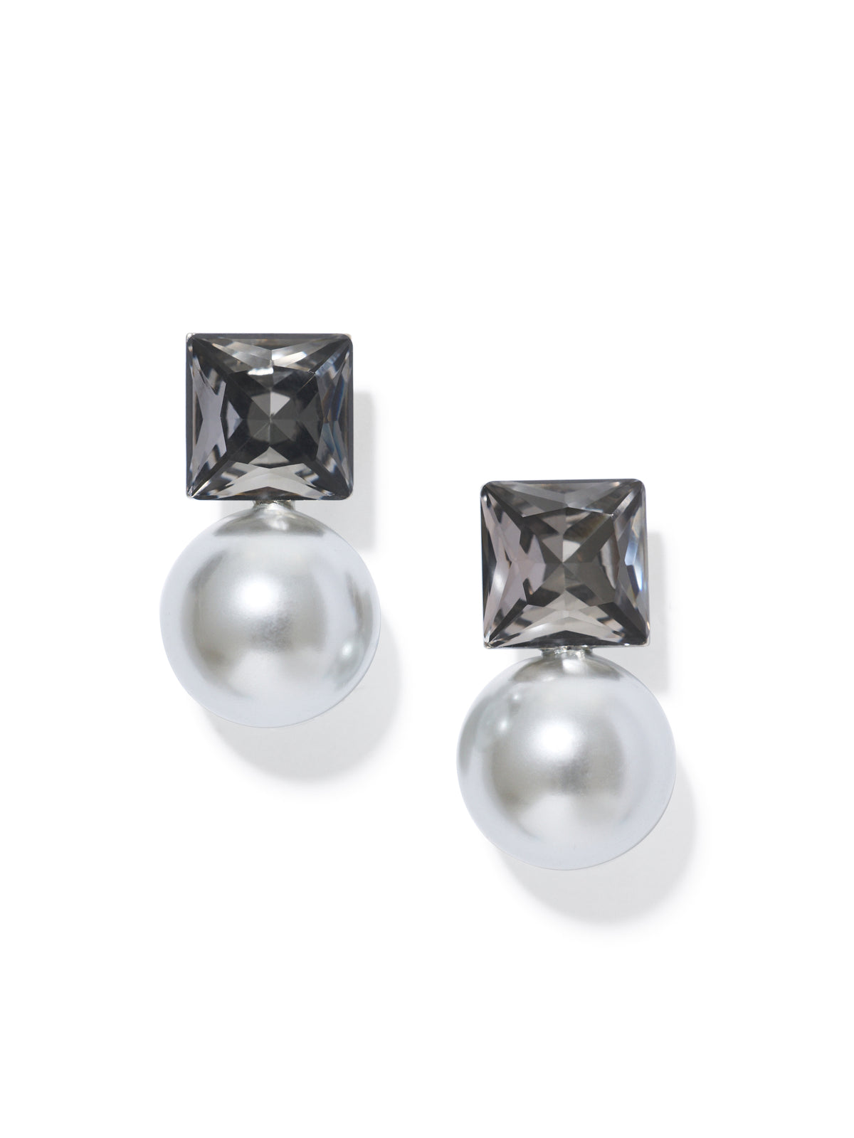 Square with Pearl Drop Earrings - Classic Silhouette with Pearl Detail - Suzy Shier