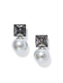 Square with Pearl Drop Earrings - Classic Silhouette with Pearl Detail - Suzy Shier