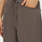 Dark Driftwood Brushed Tencel Straight Leg Pants - Close-up Drawstring Detail - Suzy Shier