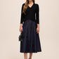 Sapphire/Black Baroque Jacquard Flared Skirt - Front View - Le Chateau