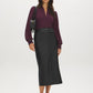 Winetasting V-Neck Scuba Crepe Top with Rhinestone Cuffs - Front View - Suzy Shier