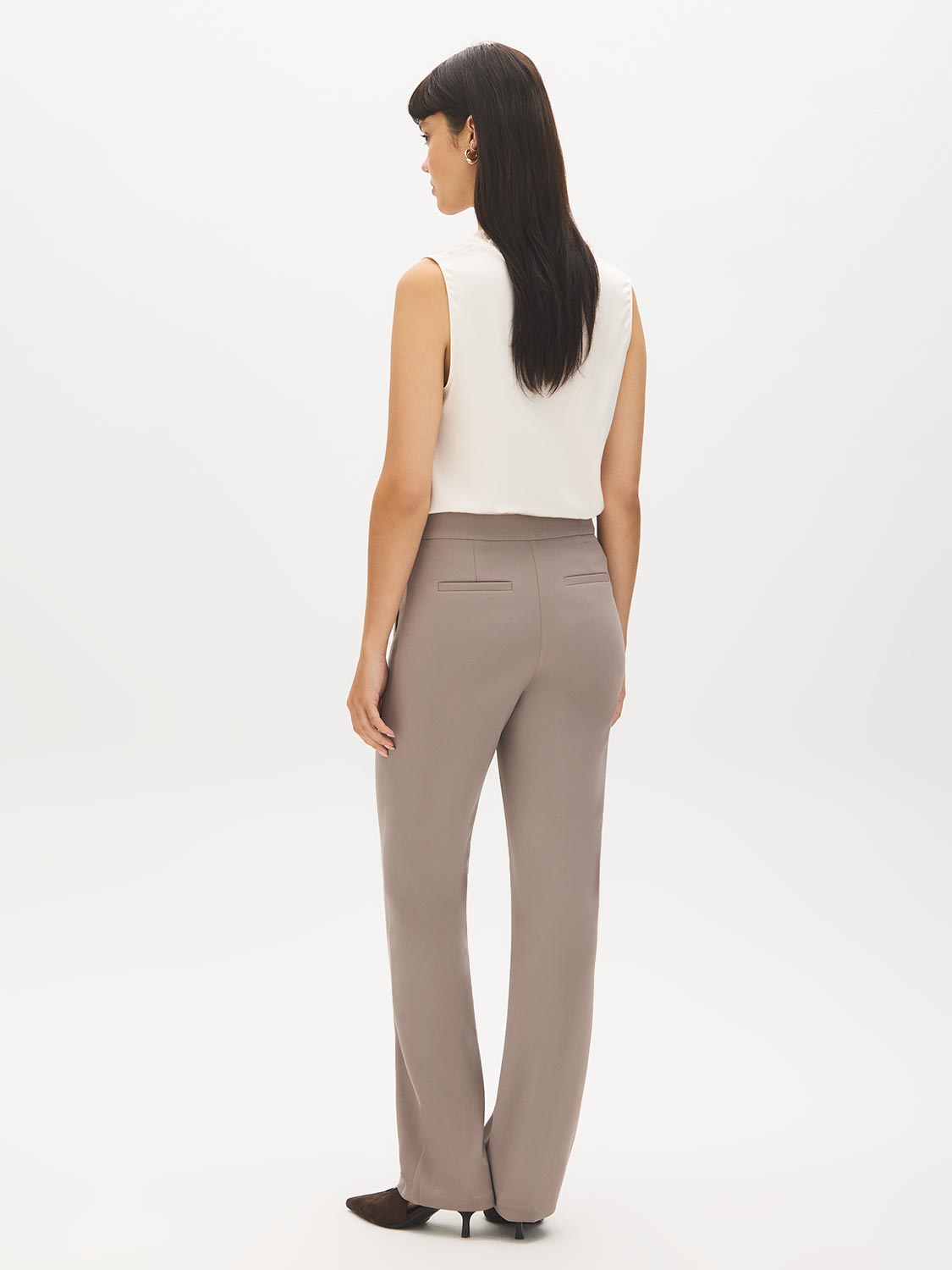 Scarab Pull-On Straight Leg Pant with Waist Tabs - Back View - Suzy Shier