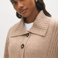 Natural Melange Button-Front Knit Cardigan - Collar Detail - Suzy Shier