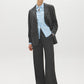 Charcoal/White Pinstripe Wide-Leg Trousers - Woman Wearing Office-Ready Pants - Suzy Shier