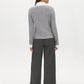 MG Grey Mix Twofer Cable Knit V-Neck Cardigan - Back View - Suzy Shier