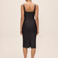 Black Square Neck Bandage Sheath Dress with Jewel Trim - Back View - Le Chateau