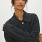 Thunder Storm Cable Knit Sweater with Large Collar - Collar Detail - Suzy Shier