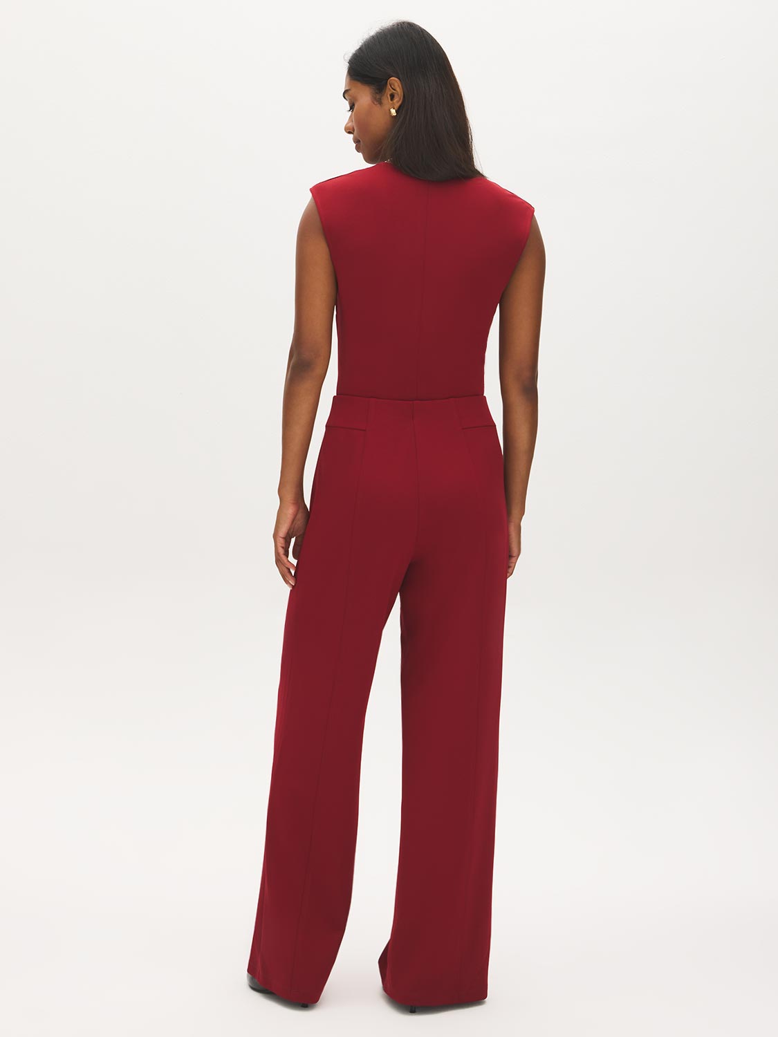 Lipstick Crepe Pull-On Wide-Leg Pant - Back View - Suzy Shier
