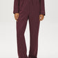 Burgundy Striped Satin Pajama Set - Pants Detail - Suzy Shier