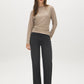 Beige Melange Sweater Knit Boat Neck Tunic - Front View - Suzy Shier