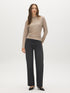 Beige Melange Sweater Knit Boat Neck Tunic - Front View - Suzy Shier