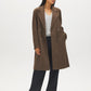 Latte Double-Breasted Faux Wool Coat - Side Profile View - Suzy Shier