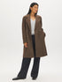 Latte Double-Breasted Faux Wool Coat - Side Profile View - Suzy Shier