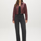 Merlot Vegan Leather Shorts with Front Zipper - Full Body View - Suzy Shier