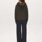 Chocolate Brown Hooded Sweater with Detachable Faux Fur Trim - Back View - Suzy Shier