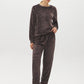 Coffee Diamond Pattern Plush PJ Set - Full Front View - Suzy Shier