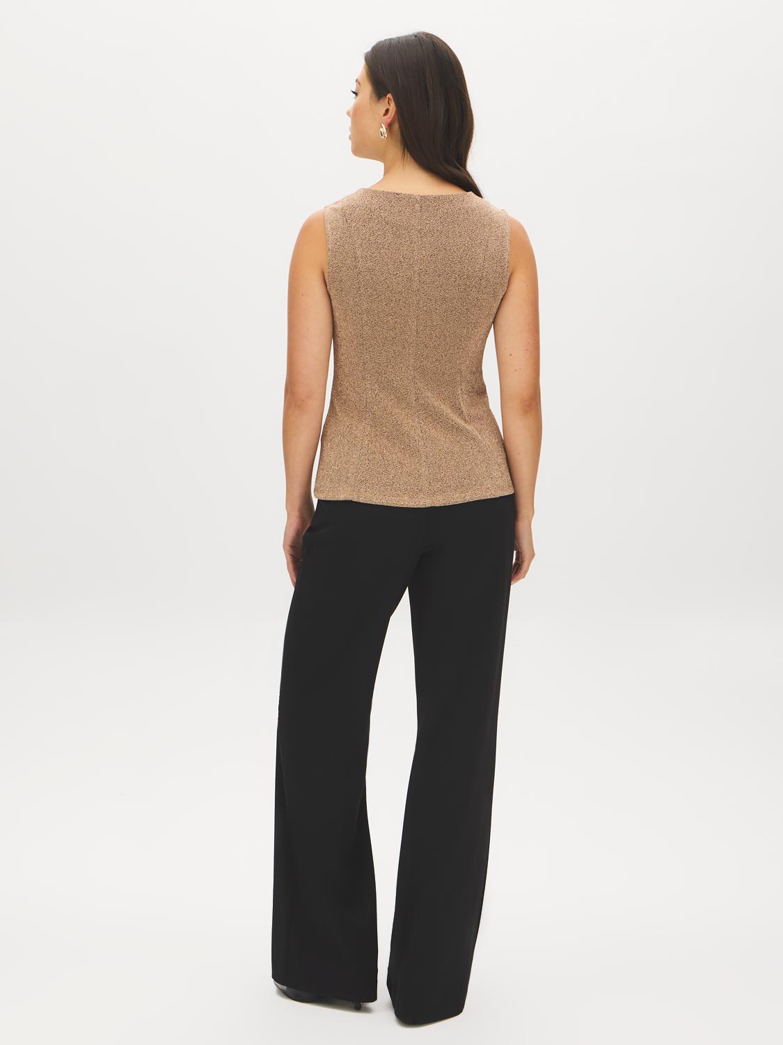 Gold Sleeveless Glitter Knit Top - Back View - Suzy Shier