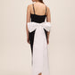 Black/White Knit Crepe Midi Sheath Dress - Back View - Le Chateau