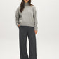 Grey Mix Wide-Leg Trousers with Clean Waistband - Full Body View - Suzy Shier