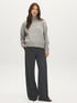 Grey Mix Wide-Leg Trousers with Clean Waistband - Full Body View - Suzy Shier