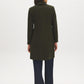 Olive Asymmetrical Zip Front Faux Wool Coat - Back View - Suzy Shier