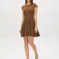 Bison Cap Sleeve Mini Dress with Panel Detail - Woman Wearing Flared Short Dress - Suzy Shier