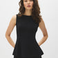Black Sleeveless Glitter Knit Fit and Flare Top - Woman Wearing Sparkling Sleeveless Blouse - Suzy Shier