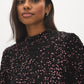 Black Purple Sequin Velvet Top with Mock Neck - Close-up Fabric Detail - Suzy Shier