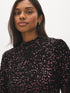 Black Purple Sequin Velvet Top with Mock Neck - Close-up Fabric Detail - Suzy Shier