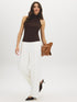 Coffee Bean Sleeveless Halter Mock Neck Top - Front View - Suzy Shier