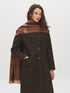 Burgundy Brushed Plaid Scarf - Woman Wearing Cozy Accessory - Suzy Shier