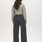 Grey Mix Wide-Leg Trousers with Clean Waistband - Back View - Suzy Shier