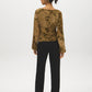 Floral Flocked Mesh Top with Balloon Sleeves - Back View - Suzy Shier