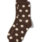 Black/Beige Knit Socks with Fuzzy Dots Detail - Side Profile View - Suzy Shier