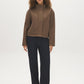 Brown Melange Faux Wool Short Funnel Neck Jacket - Front View - Suzy Shier